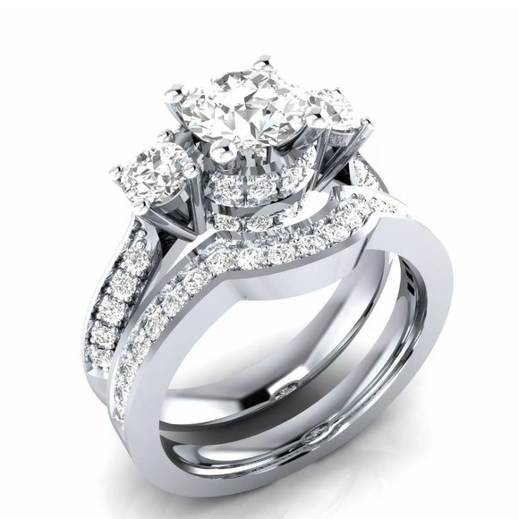 Jewelry - 925 Silver White Sapphire Women Rings Set